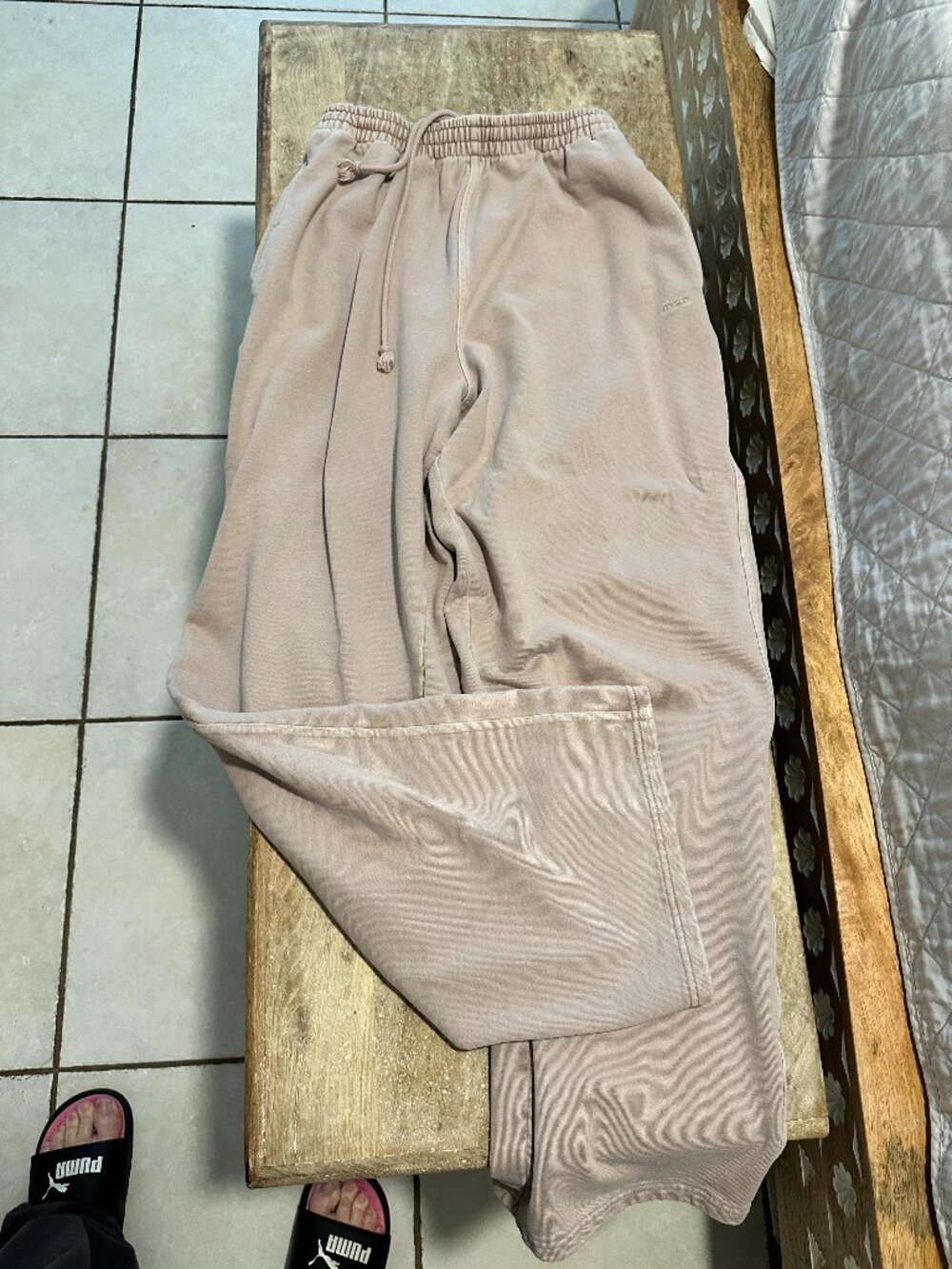 SKIMS Boyfriend Fleece Pants Light Fawn Blush Pink XS EUC Sweatpants